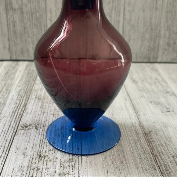 Beautiful Amethyst and Cobalt Blue Bi Color Glass Perfume Bottle - Picture 3 of 9